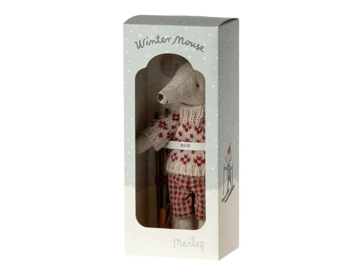 Winter Mouse with Ski Set (Momma Mouse)