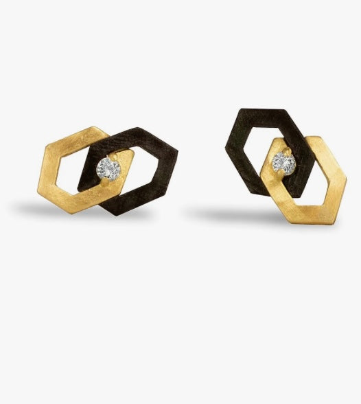 Sarah Graham Hex Interlock Stud Earrings