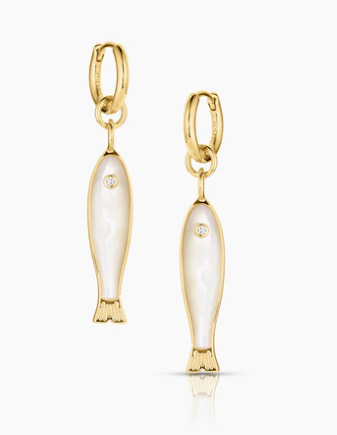 Fortuna Mother of Pearl Fish Hoop Earring