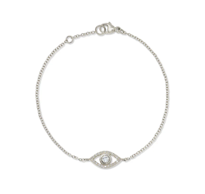 Sterling Silver Pave Evil Eye Bracelet