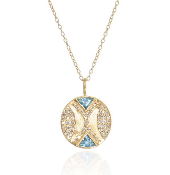 Ezili Blue Topaz Hourglass Pendant Necklace