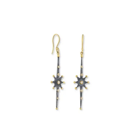 Lika Behar Starburst Elongated Earrings with Diamonds