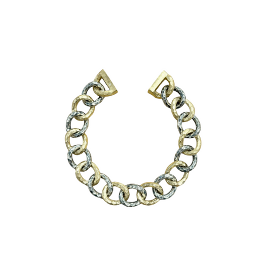 Two-Tone Mini Chariot Hammered Link Bracelet