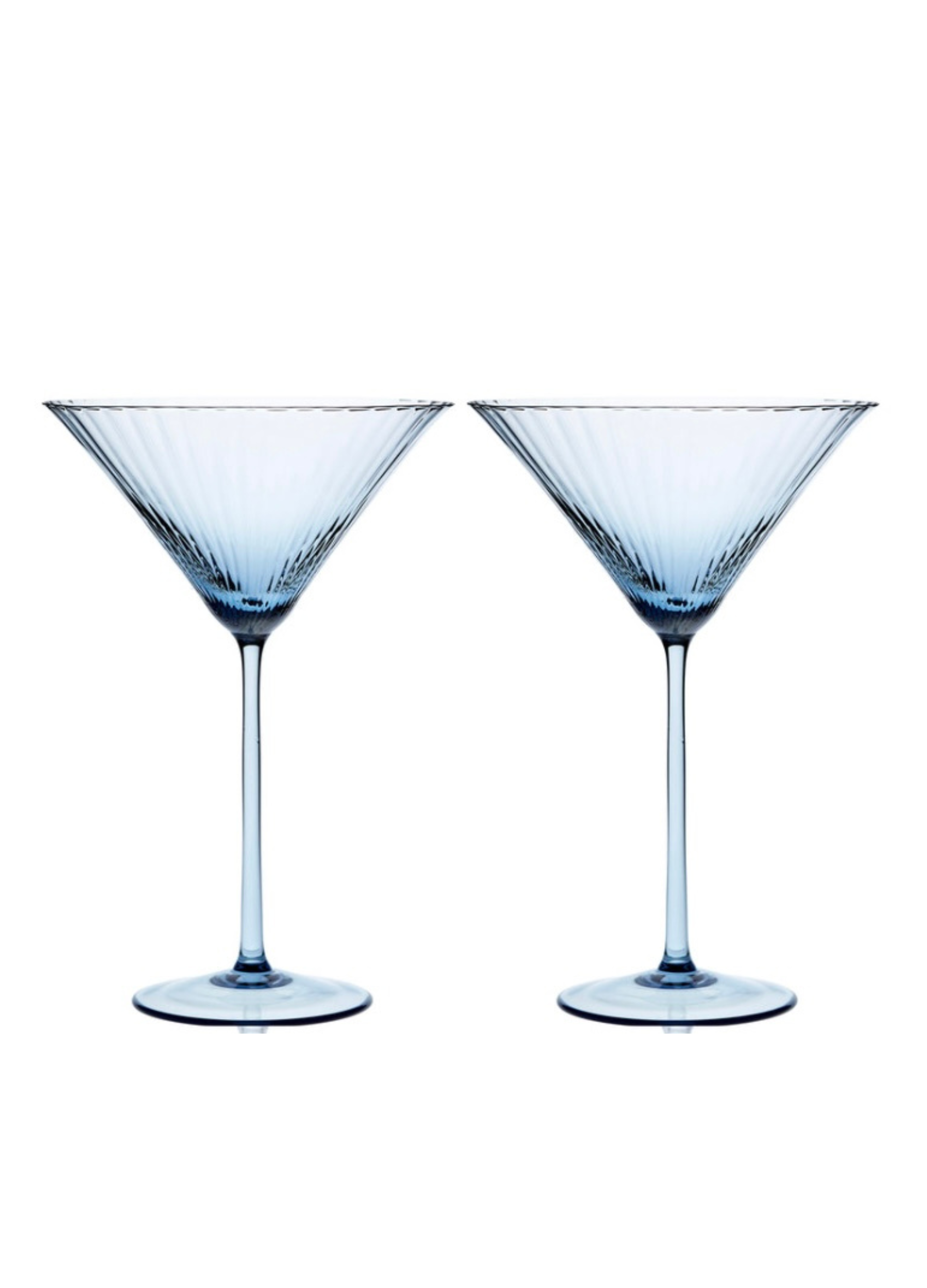 Martini Glass, Blue Rim 15oz Short Stem set of four with 80oz bola pitcher
