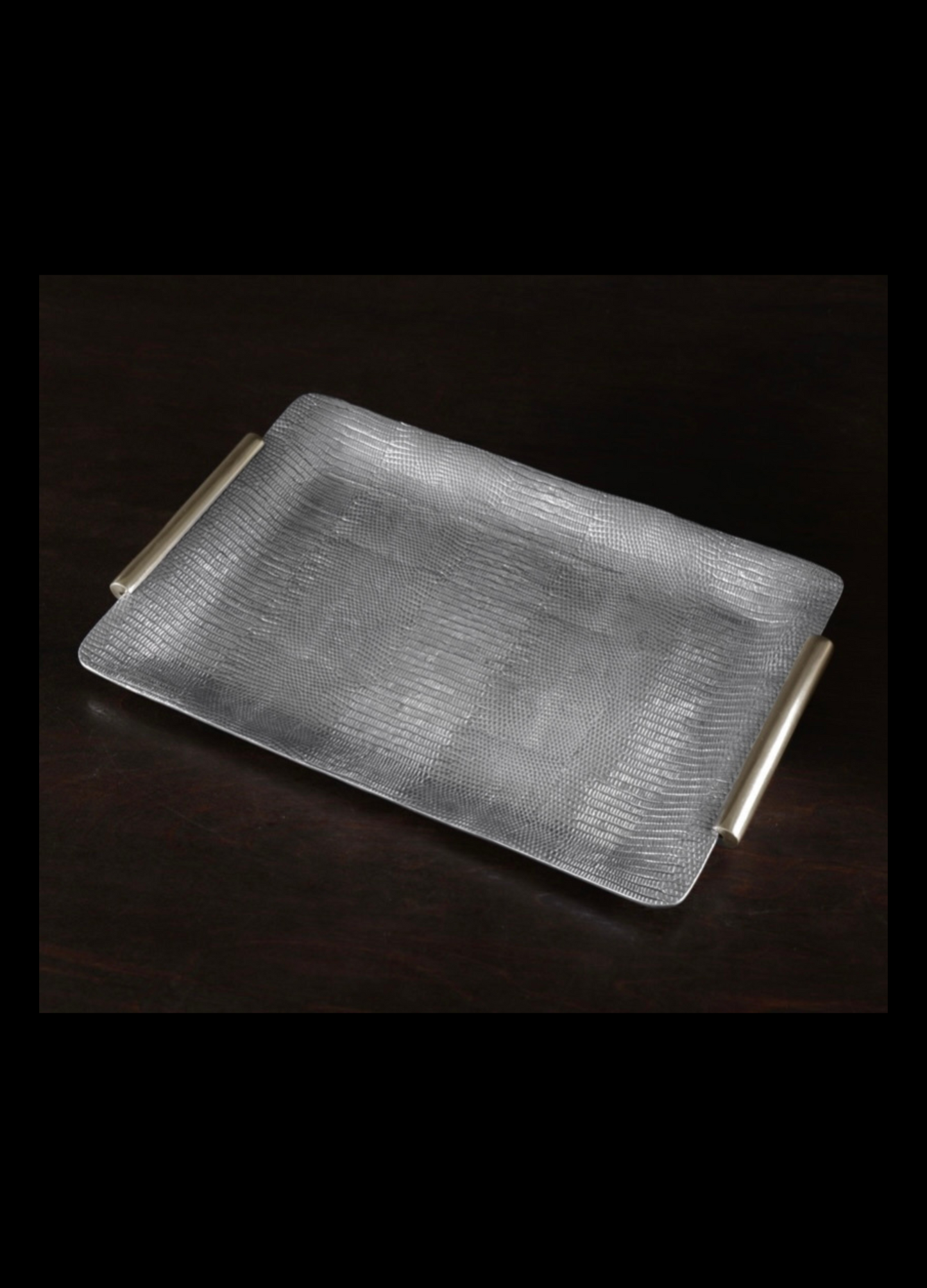 Textured Metal Tray with Handles