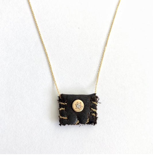 Leather and Diamond Necklace