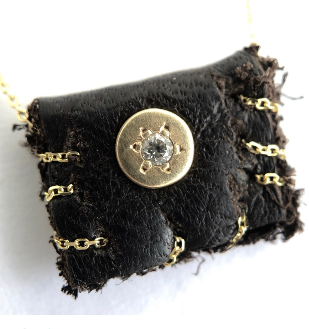 Leather and Diamond Necklace
