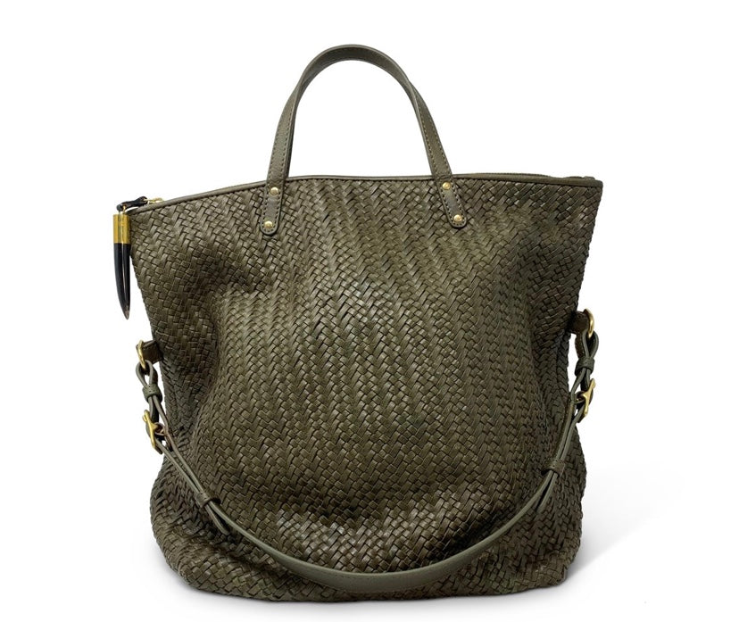 Kempton Woven Leather Foldover Tote