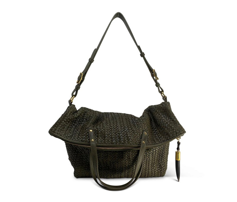 Kempton Woven Leather Foldover Tote