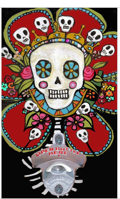 Wall Mounted Bottle Opener - Sugar Skull