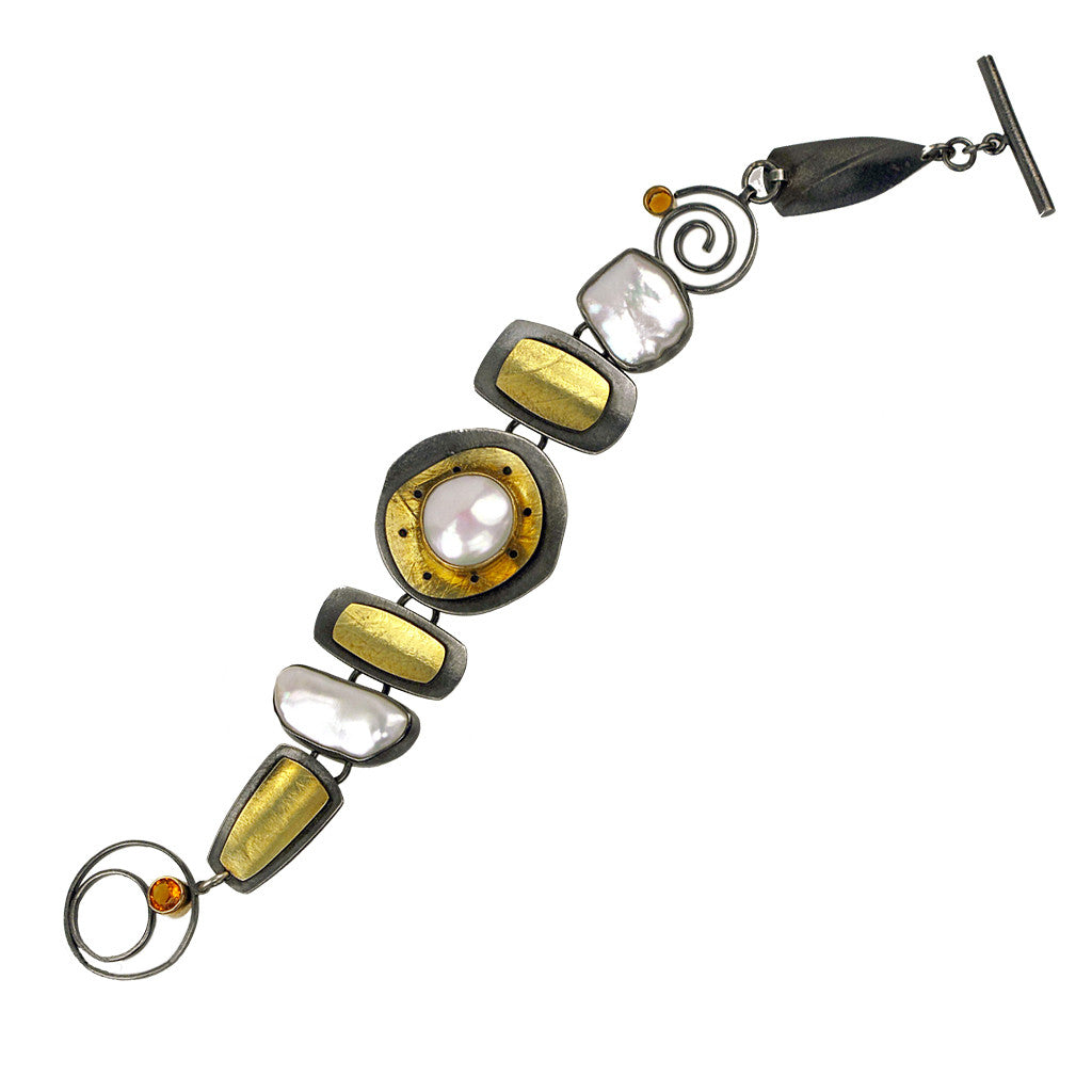 Lynn Harrisberger jewelry, Pearl Totem Bracelet, Lynn Harrisberger bracelet, pearl bracelet, handcrafted jewelry, handcrafted bracelet, sedoni gallery