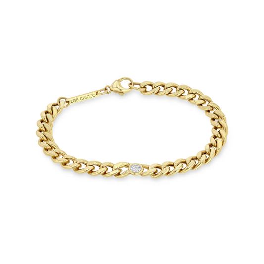 Zoe Chicco 14K Large Curb Chain Bracelet with Single Diamond