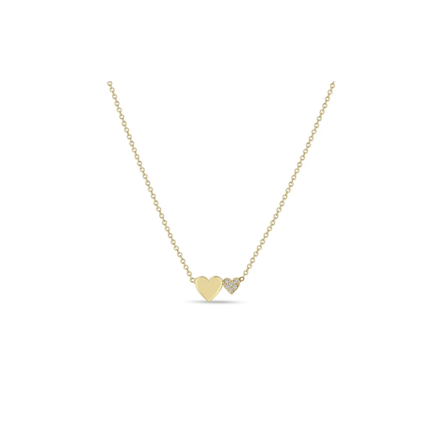 Zoe Chicco 14K Mixed Midi and Itty Bitty Pave Diamond Heart Necklace