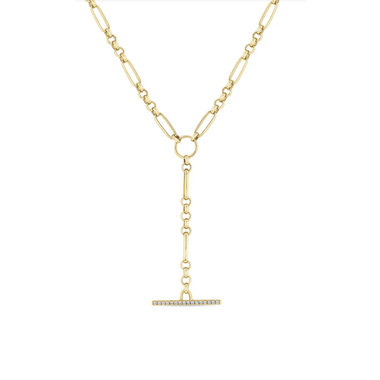 Zoe Chicco 14K Pave Diamond Toggle Lariat Necklace