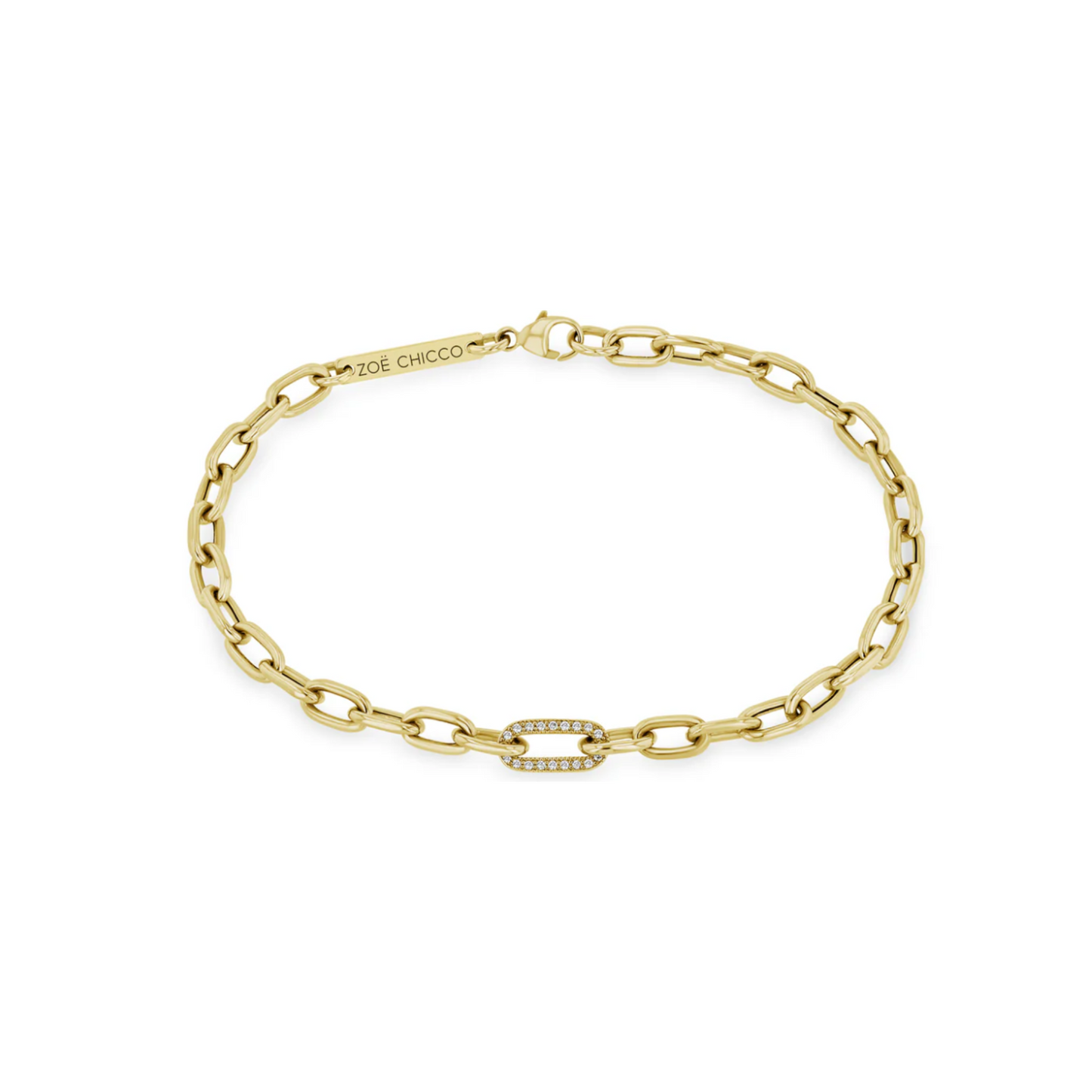 Zoe Chicco 14K Chain Bracelet with Pave Diamond Link