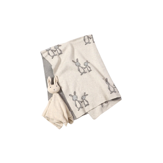 Bunny Knit Baby Blanket & Lovey Gift Set