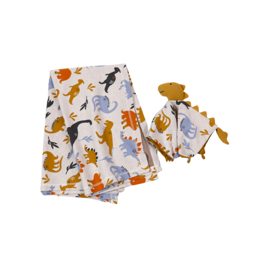 Dino Knit Baby Blanket & Lovey Gift Set