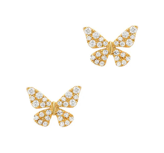 Pave Butterfly Post Earring