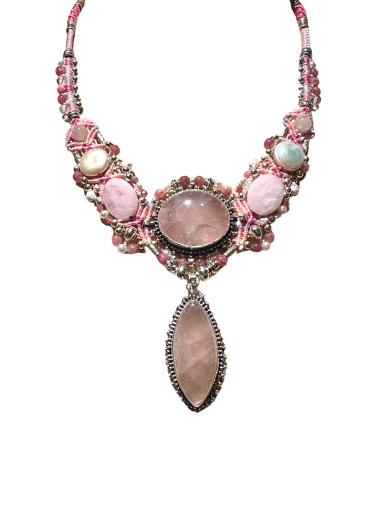 Isha Elafi - Nomadic Knotwork Rose Quartz Necklace