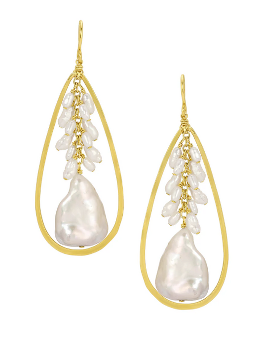 Framed Pearl Tassel Earring