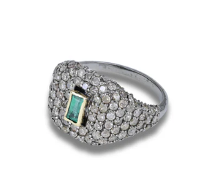 Diamond and Emerald Pinky Ring