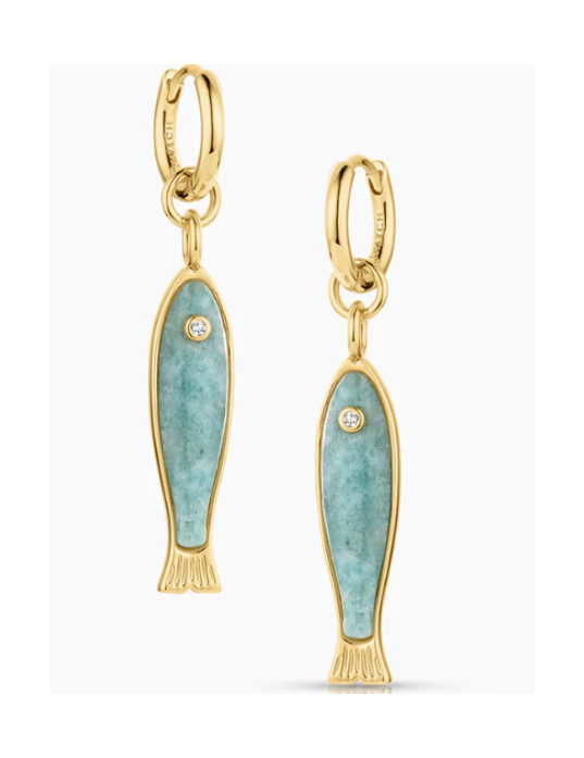 Fortuna Amazonite Fish Hoop Earrings