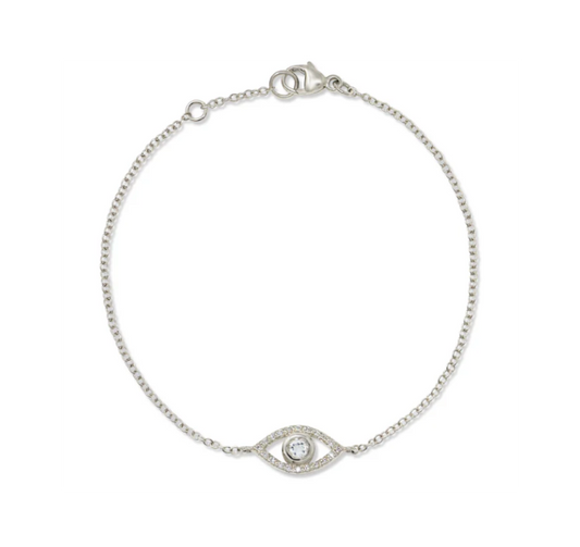 Sterling Silver Pave Evil Eye Bracelet