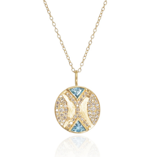 Ezili Blue Topaz Hourglass Pendant Necklace
