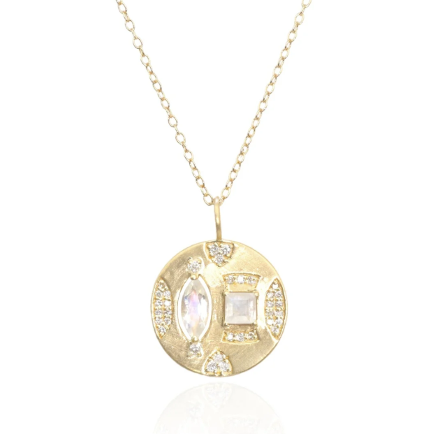 Lakshmi Moonstone Medallion Pendant Necklace