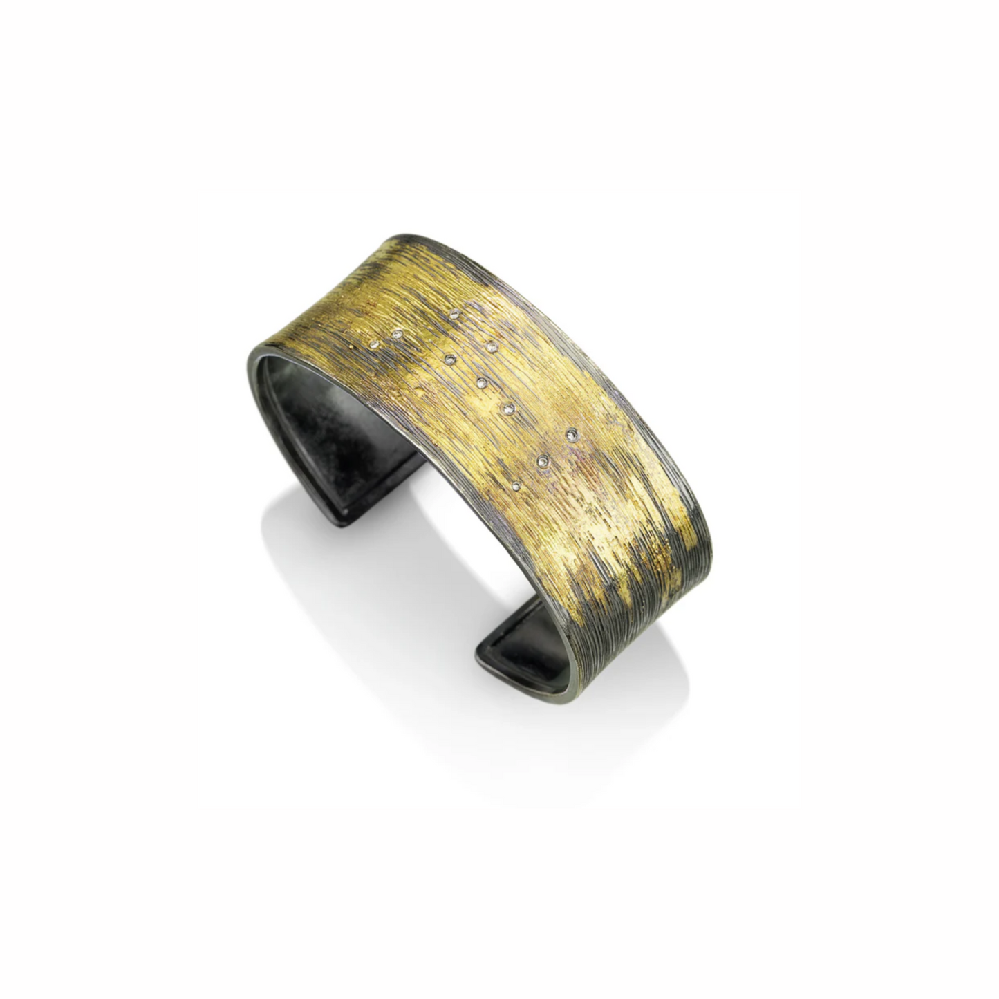 1" Black & Gold Carved Cuff with Diamonds