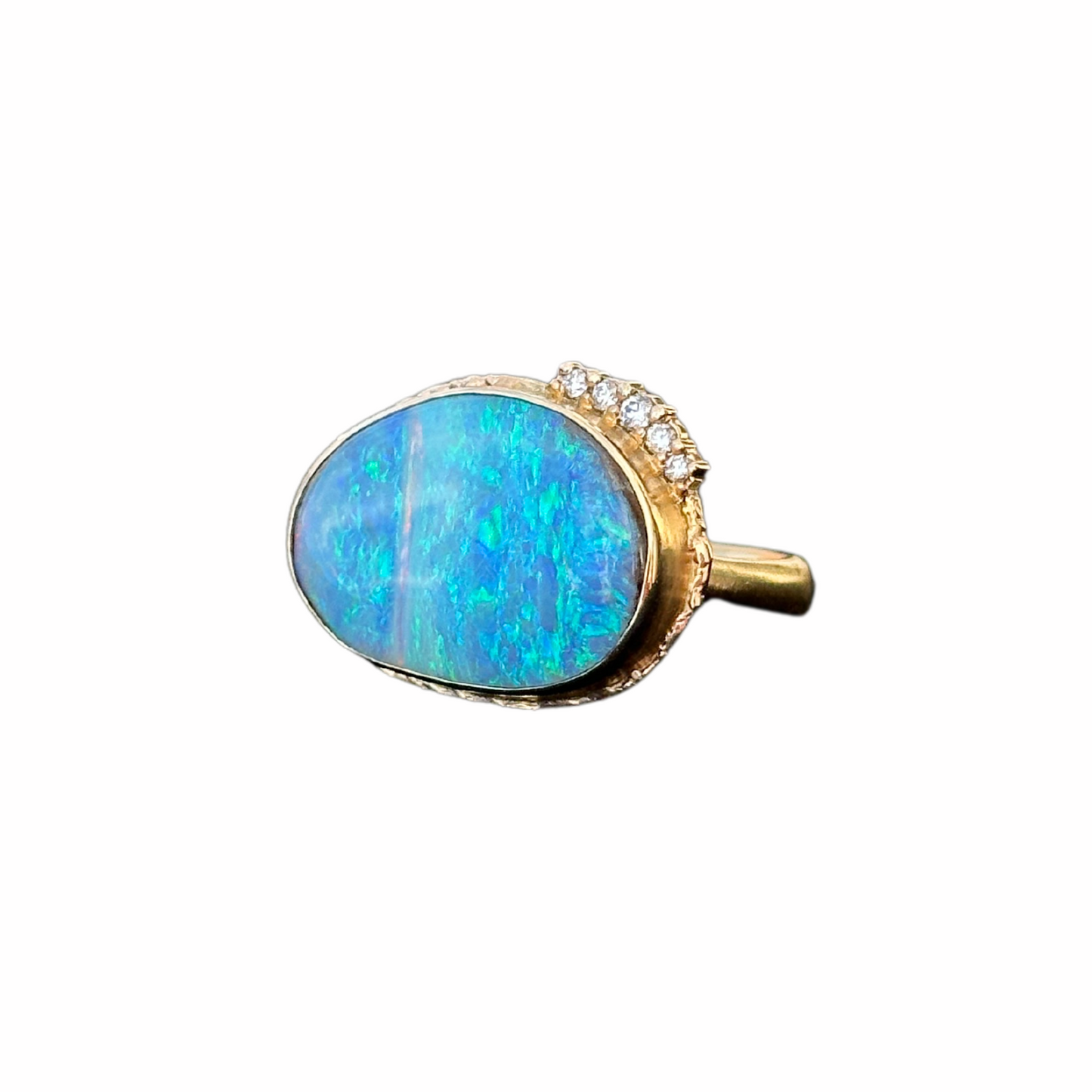 Jamie Joseph Asymmetrical Boulder Opal with Diamonds Ring