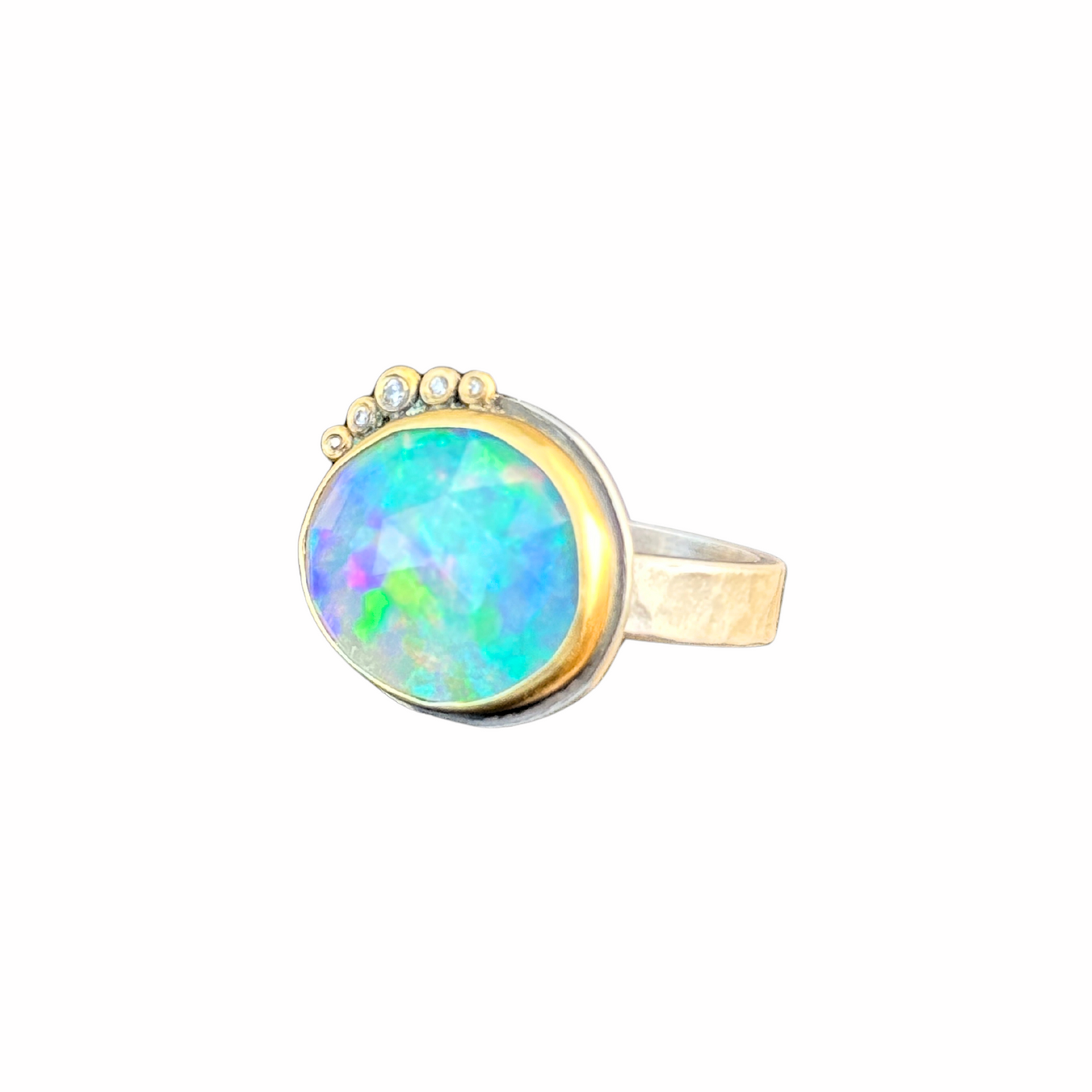 Ananda Khalsa Ethiopian Opal with Diamonds Ring