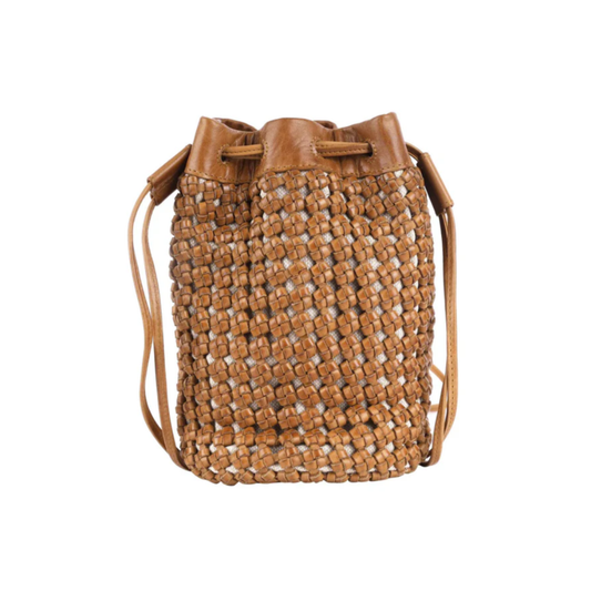 Latico Weave Bucket Bag (saddle)