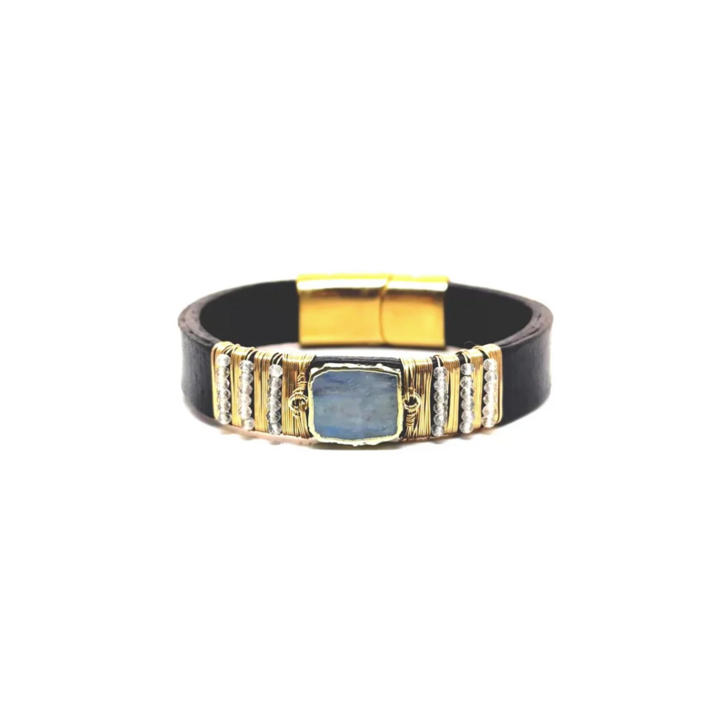 Labradorite and Leather Bracelet