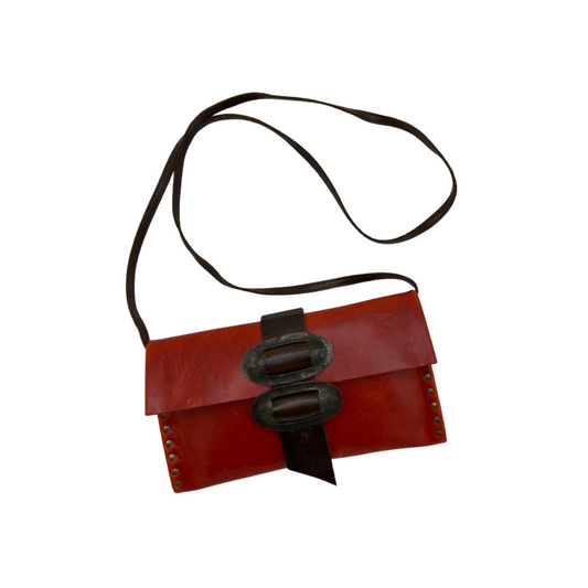 Double Oval Brass Clutch with Removable Strap