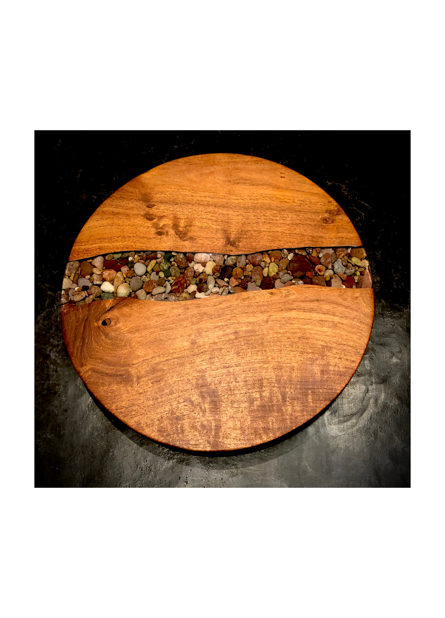 Wood with Riverstone Inlay Lazy Susan