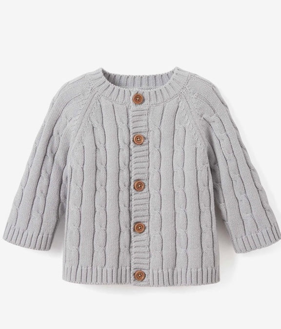 Gray Cable Knit Baby Sweater