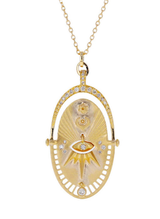 Celine Daoust Sun and Eye Mandala Necklace