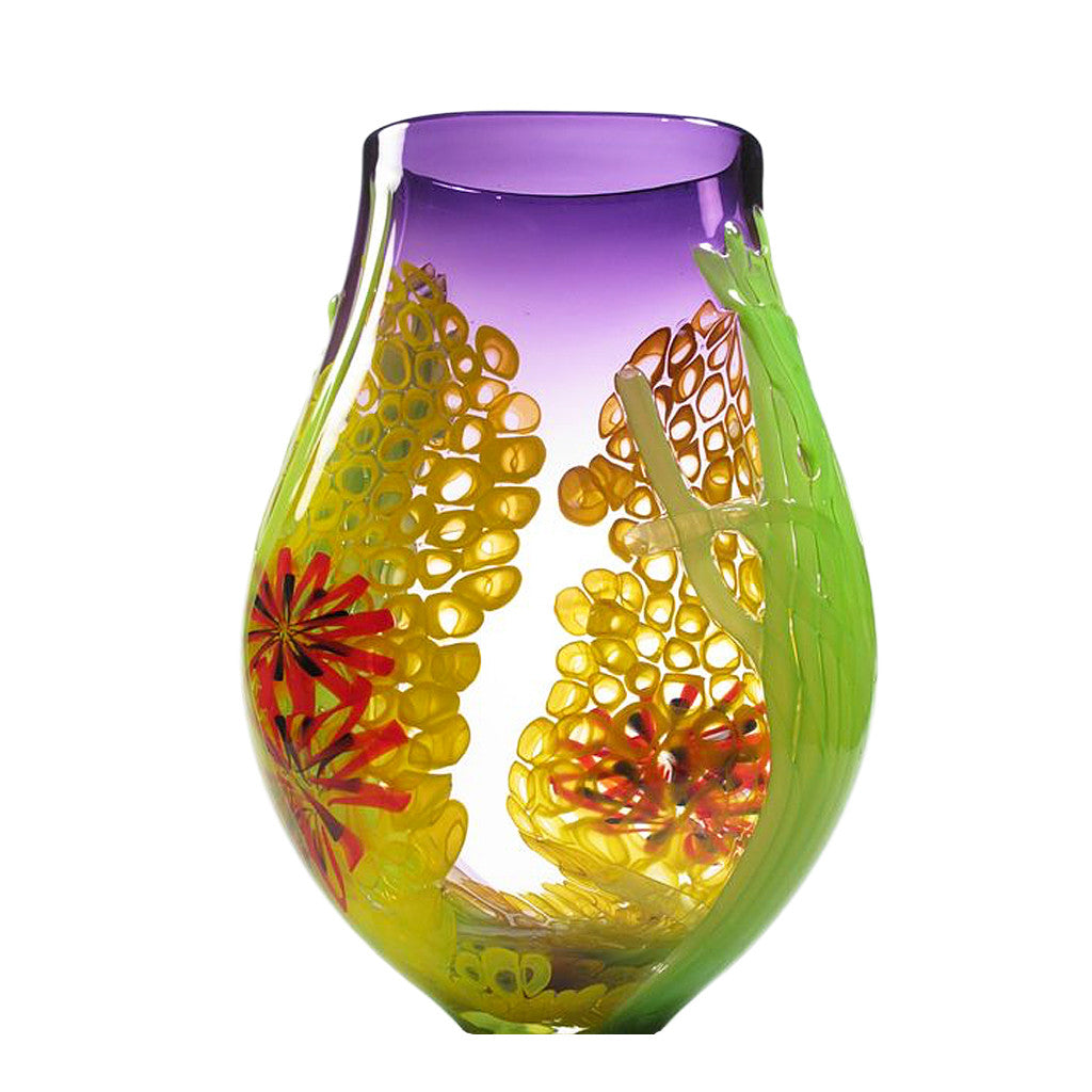 David Leppla Purple Seascape Vase, David Leppla glass, David Leppla art glass, David Leppla vase, David Leppla sedoni gallery